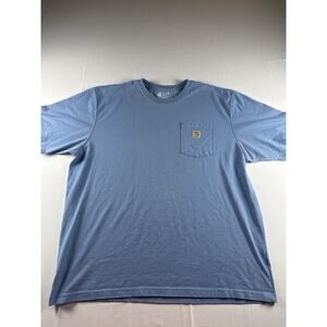 Carhartt Pocket T Shirt Mens 2XL Blue Loose Fit Workwear Heavyweight Tee